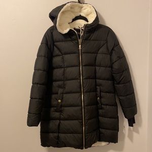 Jessica Simpson Black Faux Fur Puffer Coat